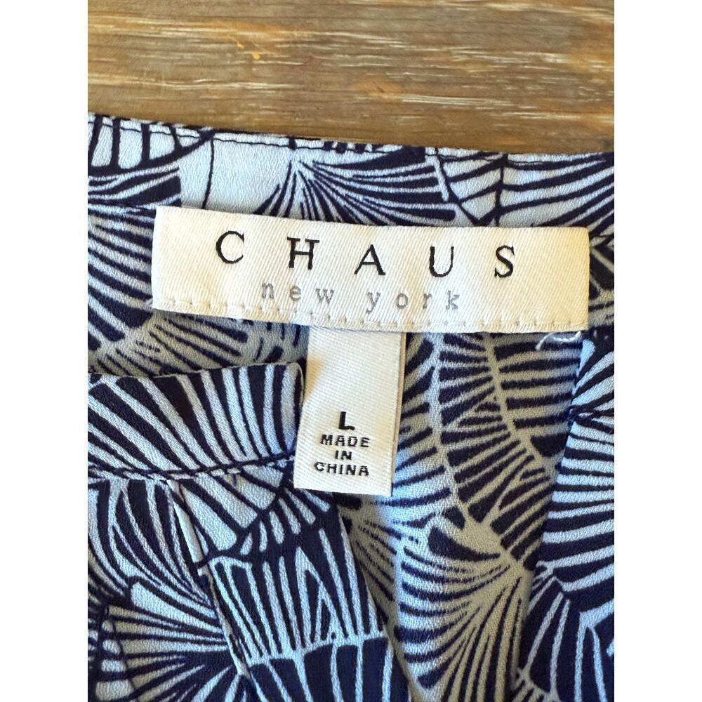 CHAUS New York Blue Fern Blouse Shirt Top Women size L - Picture 5 of 7
